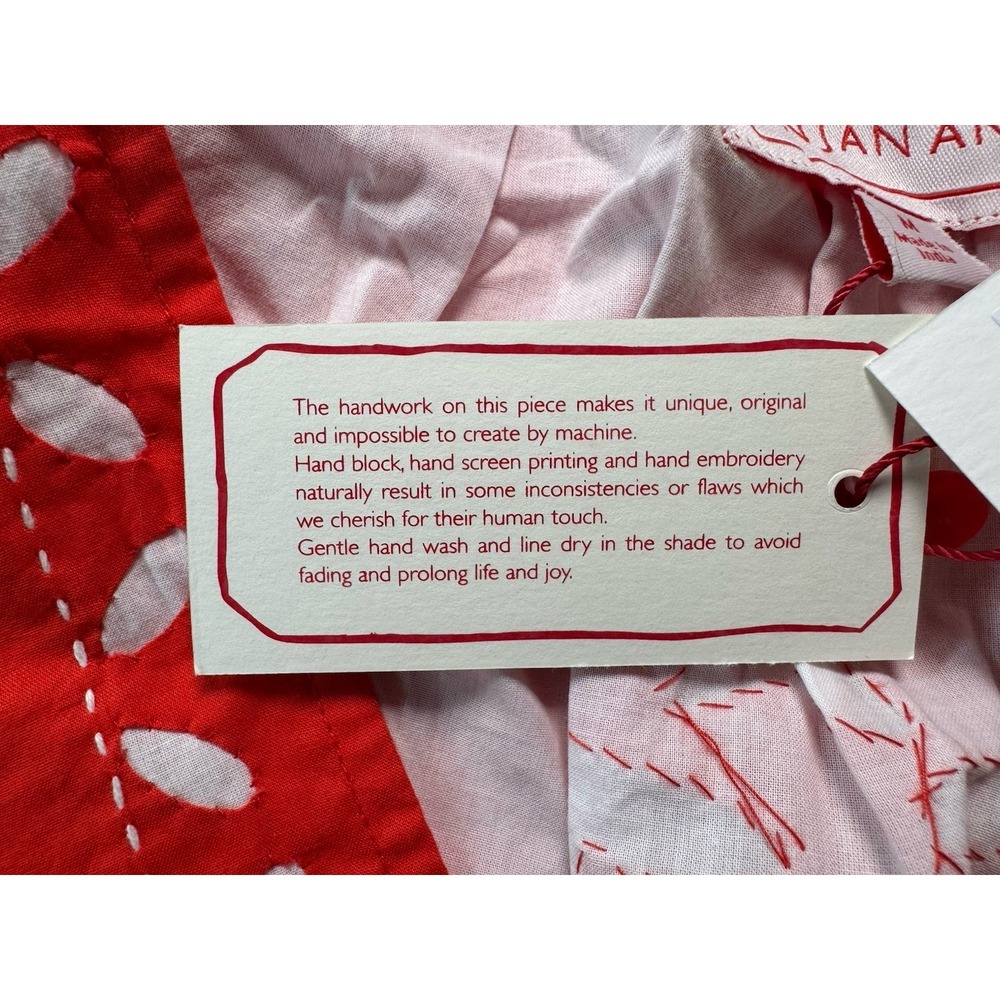 Banjanan‎ Eden Dress Red Flame Size Medium Hand Made Cotton Pockets - Picture 9 of 10
